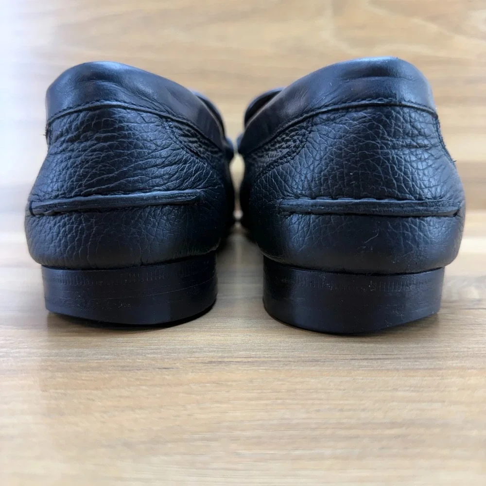 GIVENCHY Moc‎ Toe Loafers Mens EU 43.5 US 10.5 Black Pebble Leather Dress Shoes
